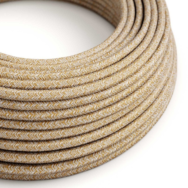 Textilkabel - Tweed RS82 rödbrun rustikt linne, och glittrig brun bomull Textilkabel - Tweed RS82 rödbrun rustikt linne, och glittrig brun bomull