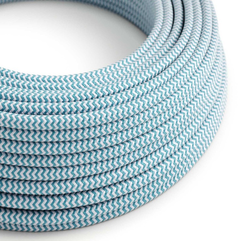 Round-Fabric-Lighting-Flex-Electric-Cable-TO109-Azure Textilkabel - RZ11 Azurblå Zig Zag